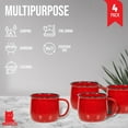 thumbnail image 4 of Red Co. Set of 4 Enamelware Metal 12 Oz Round Camping Coffee Mugs with Handle, White-Speckled Red/Black Rim, 4 of 9