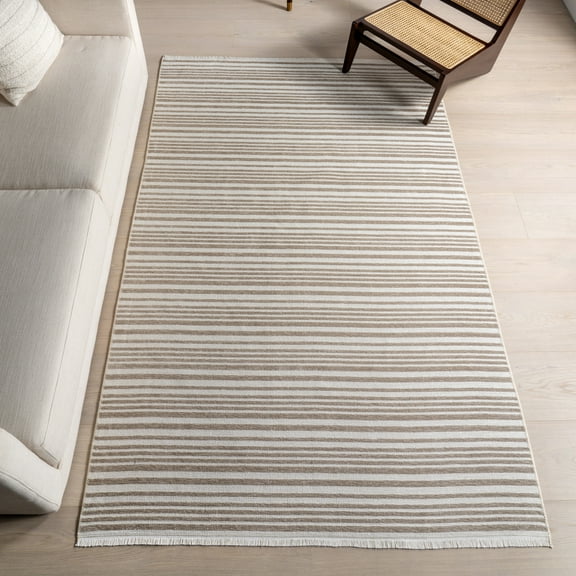 nuLOOM Millicent SuperiorWash Striped Machine Washable Area Rug, 4' x 6', Millicent Taupe