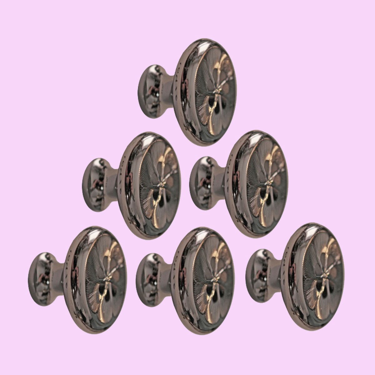 Black Nickel Floral Round 1.25'' Kitchen Cabinet Doorknob Brass Pull Handles w/Screws Renovators Supply - Set of 6