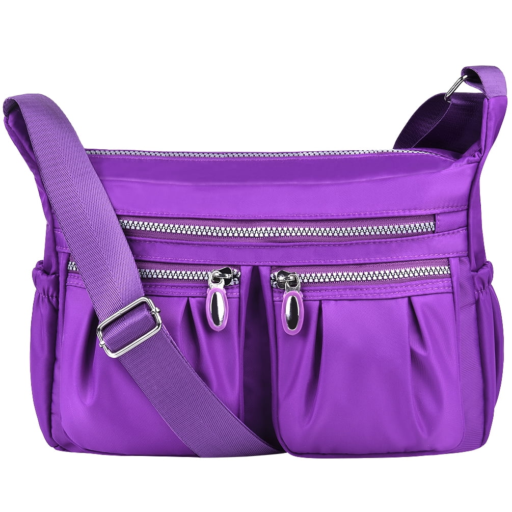 genetically Receiver gorgeous Shoulder Bags for Women Nylon Crossbody Bags Waterproof Lightweight  Messenger Purses and Handbags with 2 Fronts Pockets, Purple - Walmart.com