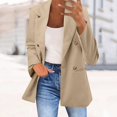 thumbnail image 2 of Women's Casual Blazers Long Sleeve Open Front Solid Business Work Office Jackets Lapel Elegant Loose Fit Coat with Pockets Z003-Khaki L, 2 of 7