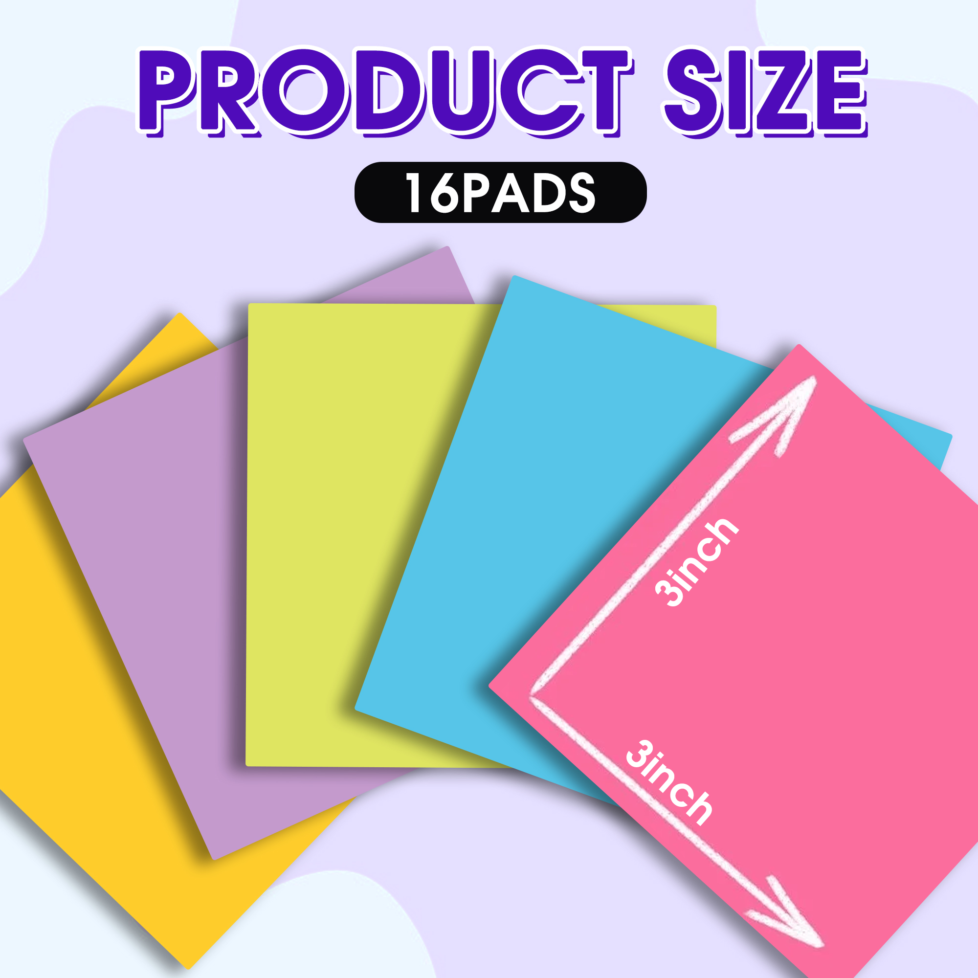 GARITIN Sticky Note Pads 16 Pack, 3" x 3", 800 Sheets photo 2