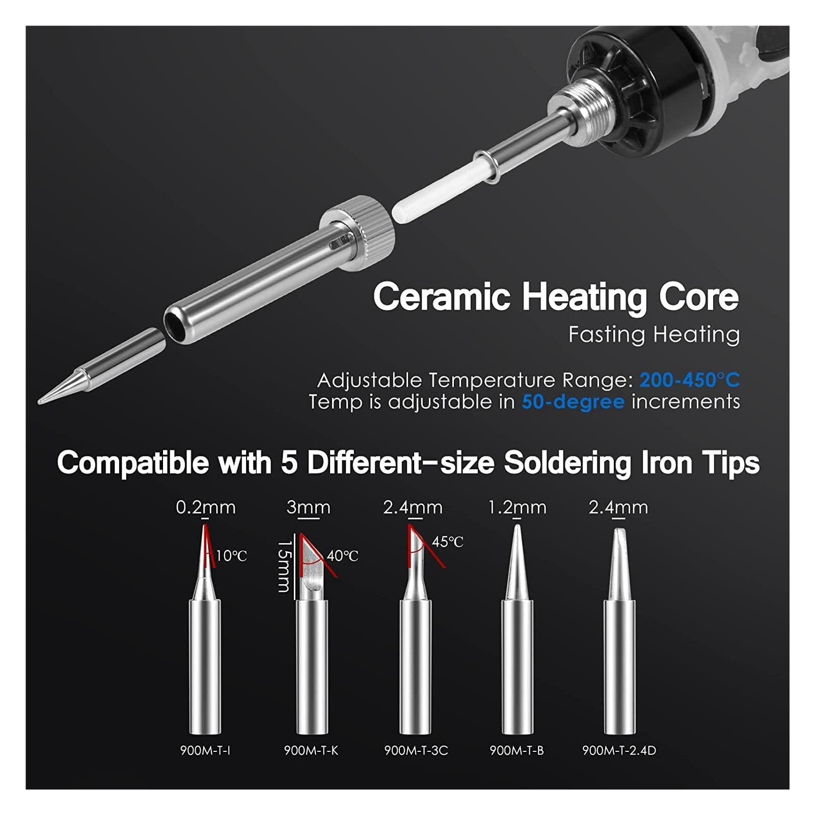 Adjustable Temperature Digital Electric Soldering Iron, 80W Welding Solder Rework Station Heat Pencil Tips Repair Tool,Welding tools