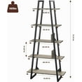 thumbnail image 2 of Homhougo Bookshelf 5 Tier Industrial Wood, Tall Open Rustic Etagere Bookcase Ladder, Standing Display Shelves for Home Living Room Bedroom Office Storage, Rustic Oak, 2 of 10