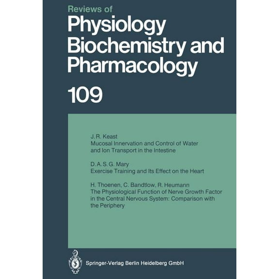 Reviews of Physiology, Biochemistry and Reviews of Physiology, Biochemistry and Pharmacology: Volume: 109, Book 109, (Paperback)