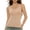 Beige, variant on Women's Built-in Bra Cami Sleeveless Tank Top Summer Round Neck Button Detail Nylon Spandex Matte Camisole Undershirt for Women S-XL
