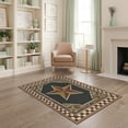 thumbnail image 2 of ODIKA 4'x6' Washable Area Rug Distressed Farmhouse Border Folk Lettering Primitive Vintage Refined Structured for Bedroom, Reading Nook, Pet Friendly & Non-Shedding, 2 of 7