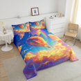 thumbnail image 3 of Dreamy Sky Bed in a Bag 7-Piece Kawaii Hot Air Balloon Bedding Set , Cartoon Rainbow Full Size Comforter Set Sunny Cloud Sky Bedding Comforter Sets, Watercolor Bed Set, 3 of 6