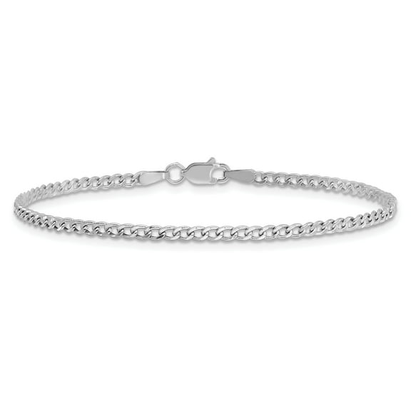 14k White Gold 2.5mm Semi-Solid Curb Link Chain