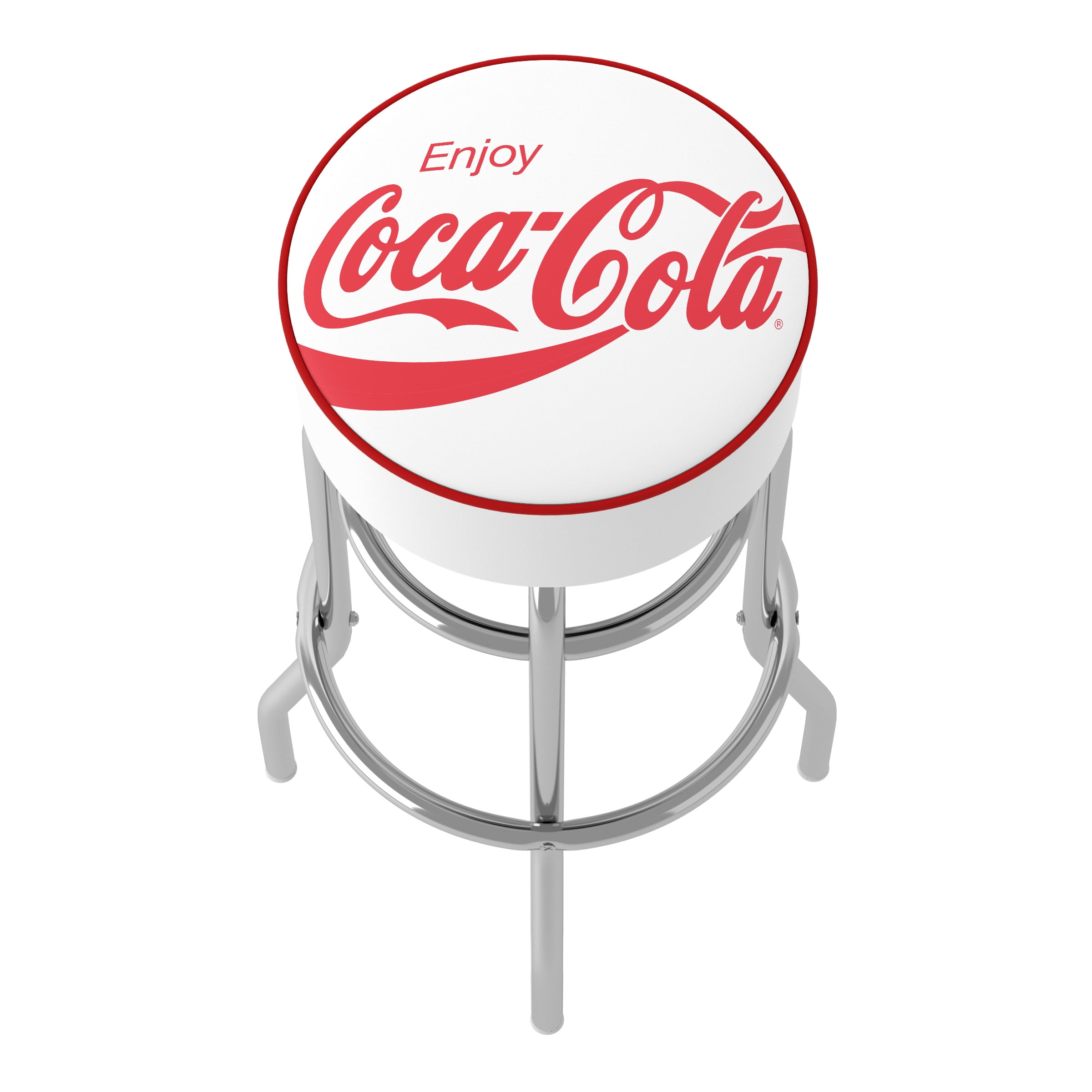 Trademark Gameroom Coca-Cola Enjoy Coke White Bar Stool with Padded Seat