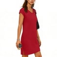 thumbnail image 3 of Pounoo Dresses for Women Short Sleeve V Neck Solid Color Casual Dresses for Women Office Commute Daily Wear Gift, 3 of 6