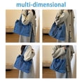 thumbnail image 6 of HUISZJ Denim Shoulder Bag, Retro Reusable Crossbody Bag, Large Capacity Messenger Bag for Women Work Shopping (Blue), 6 of 9
