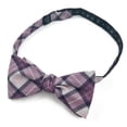 thumbnail image 2 of Jacob Alexander Men's Picnic Plaid Pattern Traditional Freestyle Self-Tie Bow Tie - Purple Plaid, 2 of 5
