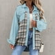 thumbnail image 4 of ICHUANYI Liquidación Moda Mujer Casual Bolsillos Impreso Manga Larga Tops Chaqueta A Cuadros Abrigo ICHUANYI WER2023082202165, 4 of 9