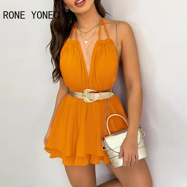 Vestido corto con estampado de lunares para mujer, minivestido elegante con volantes y cuello Halter