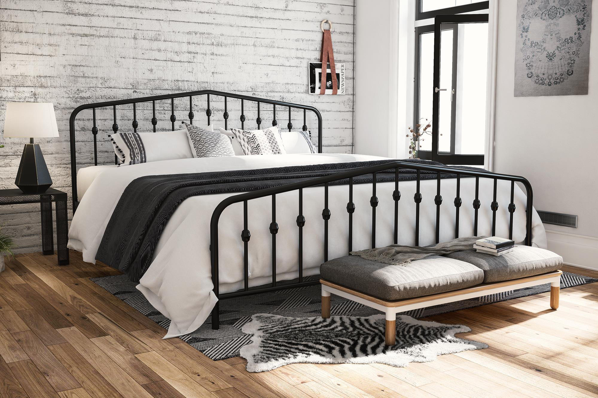 Novogratz Bushwick Metal Bed in Black, King Size - Walmart.com