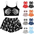 thumbnail image 2 of LRen Womens Halloween Pajamas Plus Size 2 Piece Cami Top+Shorts Set Skeleton Print Sleeveless Sleepwear Loungewear Halloween Gifts, 2 of 6