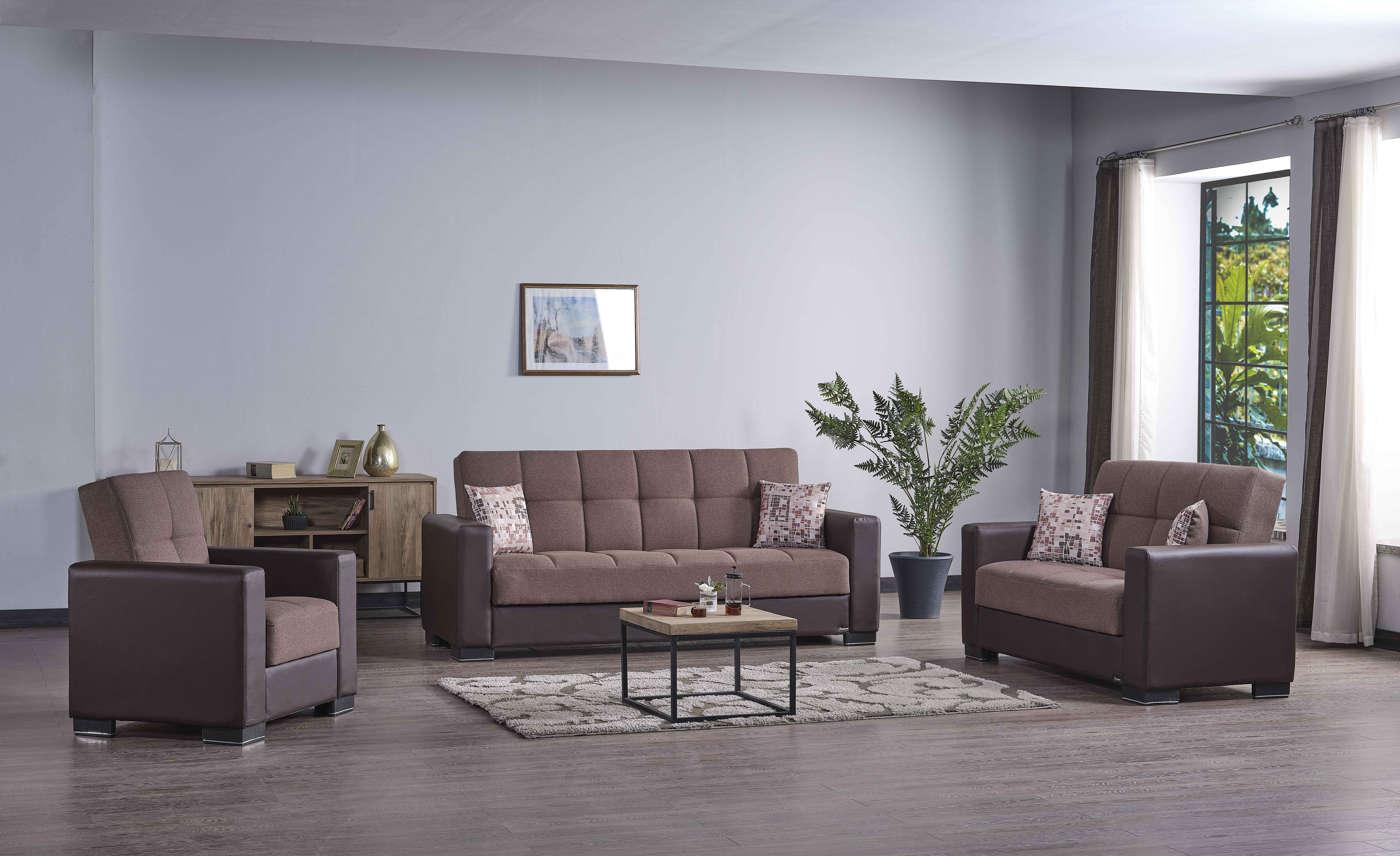 Ottomanson Origins Sleeper Loveseat, Brown Microfiber