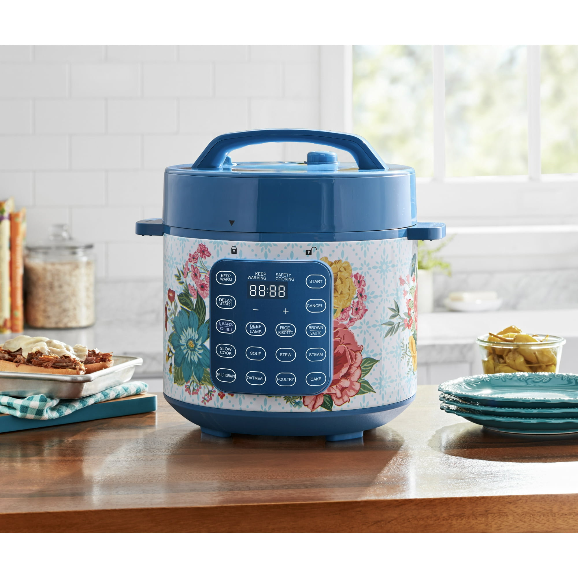 The Pioneer Woman 6 Qt Pressure Cooker with Touch Control Display, Fancy Flourish, New