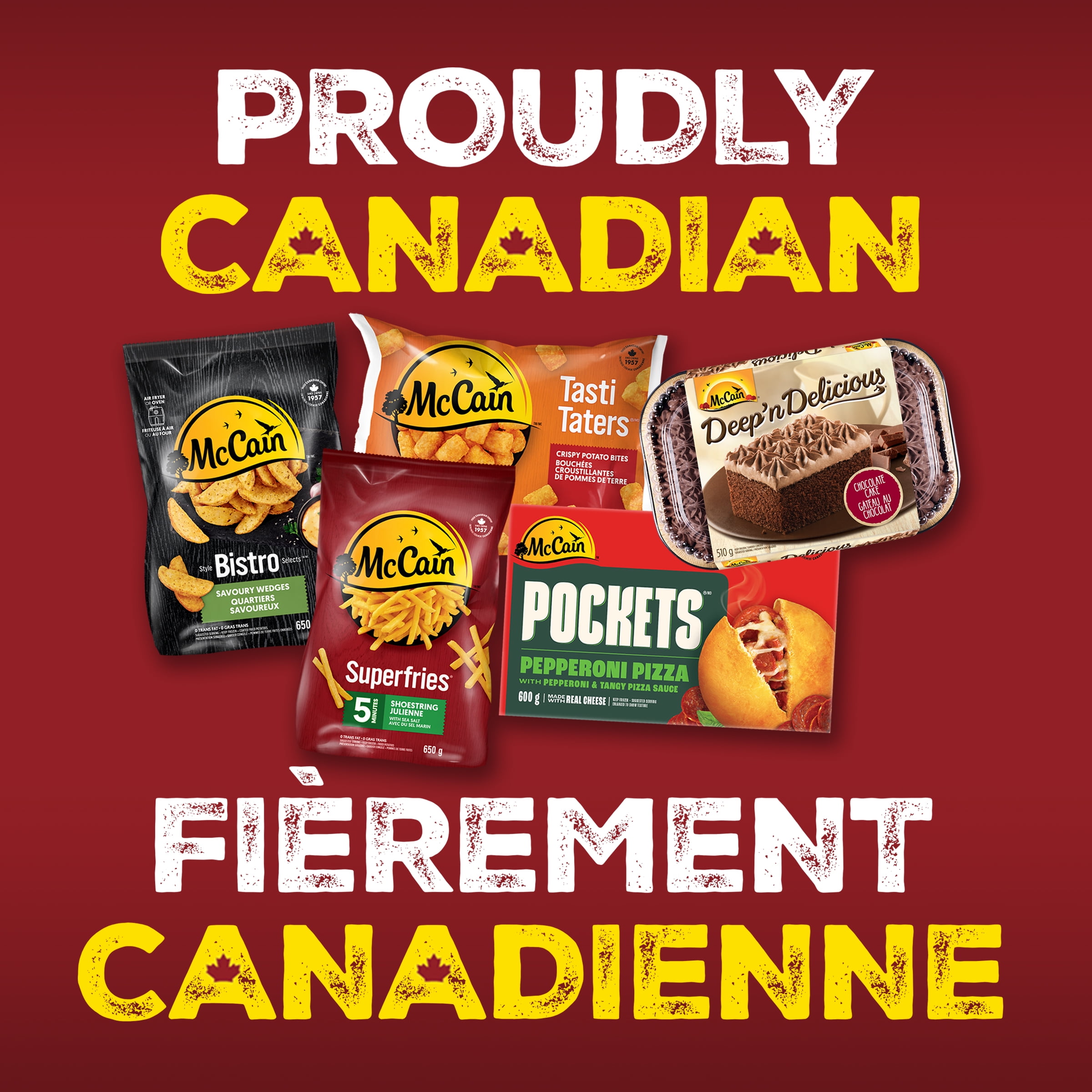 Pizza Pochettesᴹᴰ aux trois fromages McCainᴹᴰ, Fabriqué au Canada à partir d'ingrédients canadiens et importés 3 x 100g