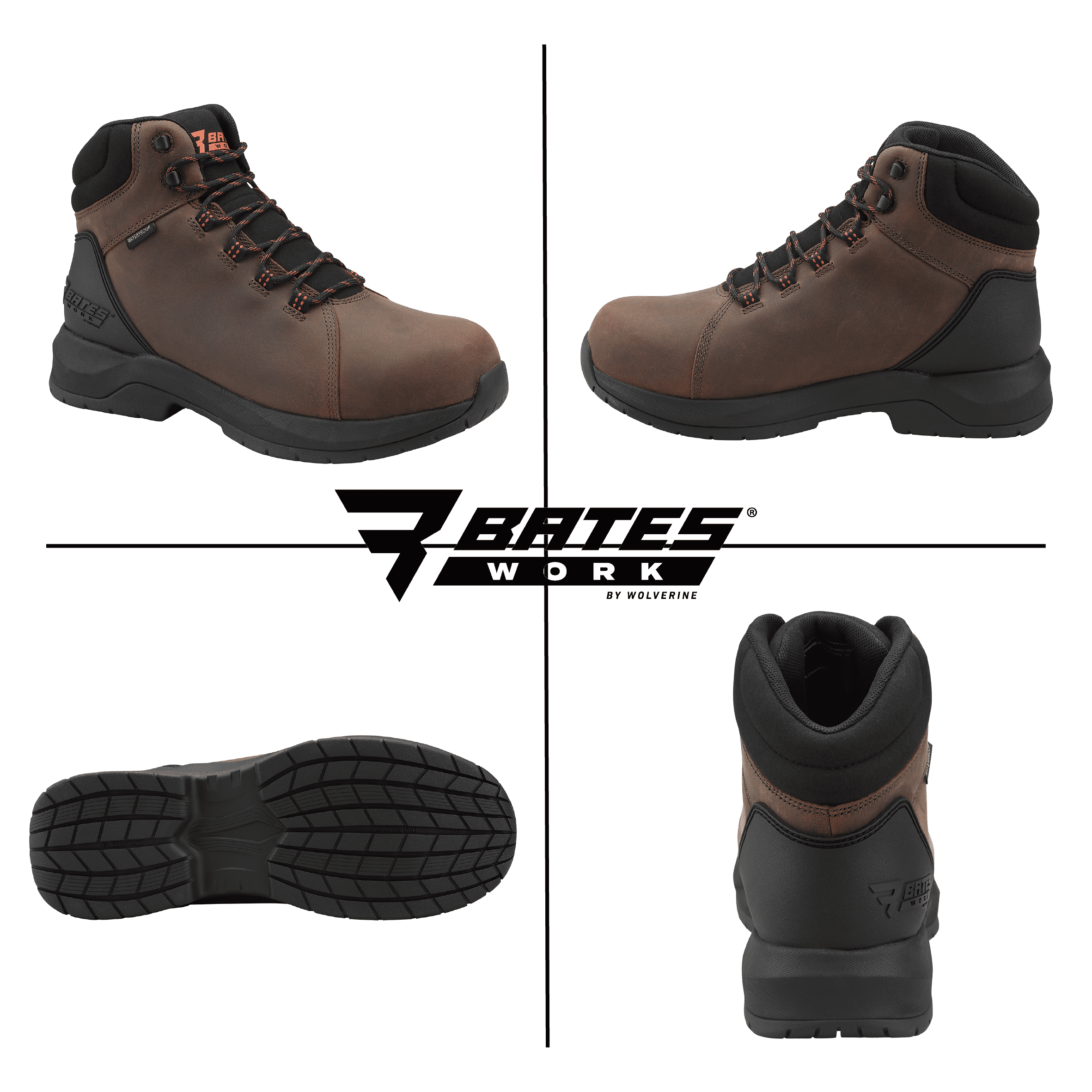 Bates Work by Wolverine Men's Mill Waterproof Comp Toe Work Boot