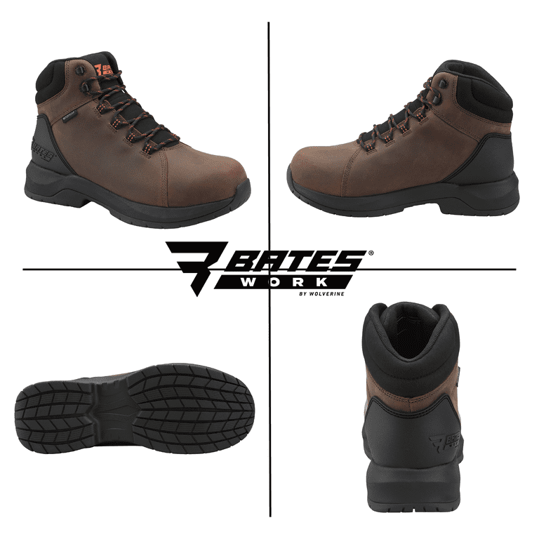 BATES WORK Men's Mill Waterproof Composite Toe Work Boot, Brown