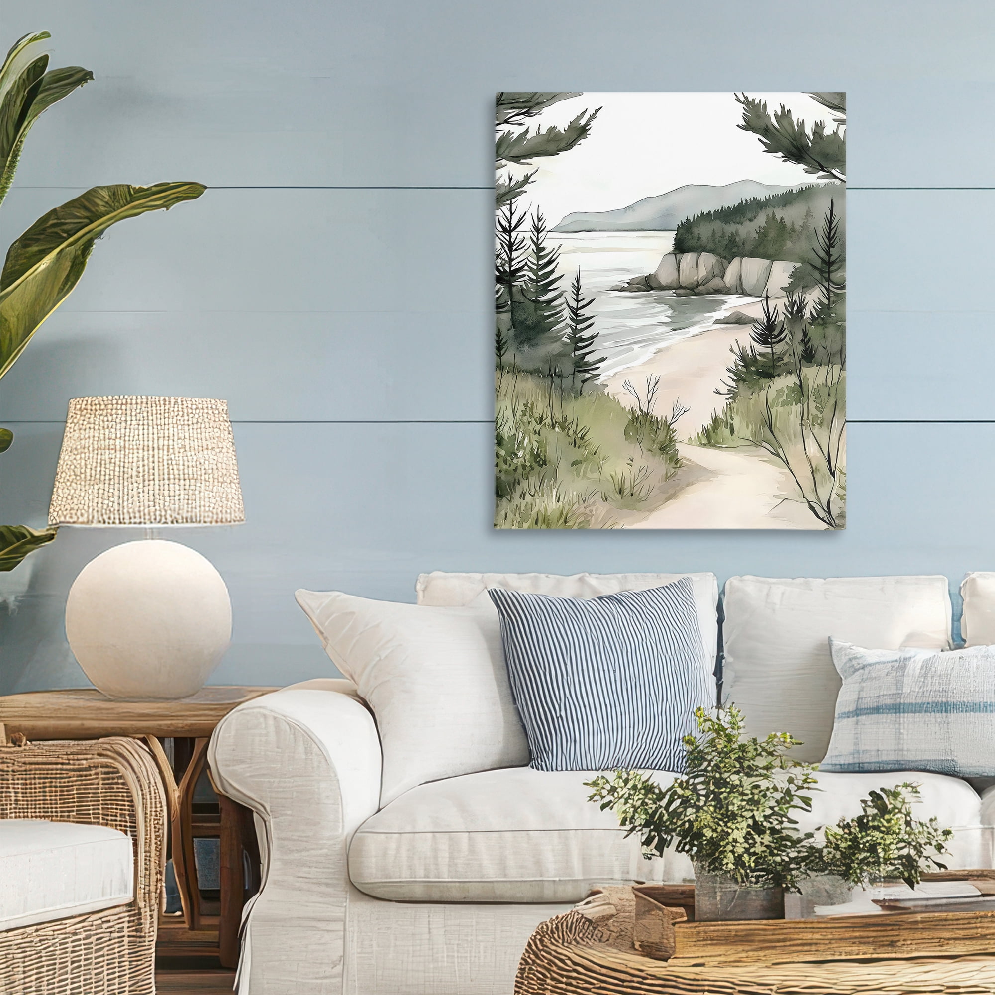 Stupell Industries Coastal Calm Winding Path Canvas Wall Art, design by Riley B
