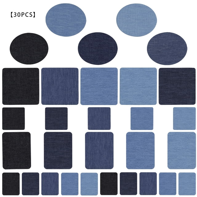 Wosthever Parches adhesivos de tela Jean, Kit de reparación de ropa DIY ovalado Rectangular cuadrado con bolsa de costura Type3 Wosthever HA001937-00