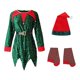 thumbnail image 1 of Disfraz de elfo para niñas, disfraz navideño para niños, disfraz y medias, vestido de elfo para 110 a 120cm, 1 of 9