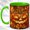 Green, variant on Faceted Jack O Lantern Coffee Mug, Maple Leaf Mug, Ceramic 11 oz