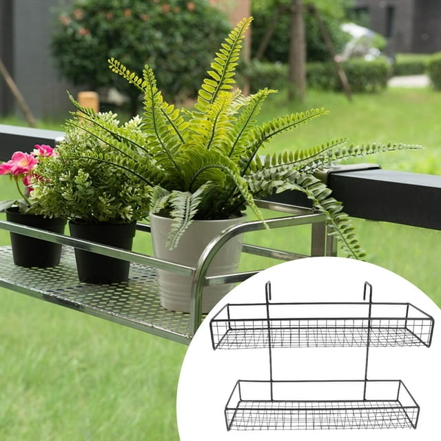Cesta colgante para cubículo de oficina, balcón, soporte para macetas, fácil instalación, resistente y versátil, organizador para jardín y porche. Doble capa