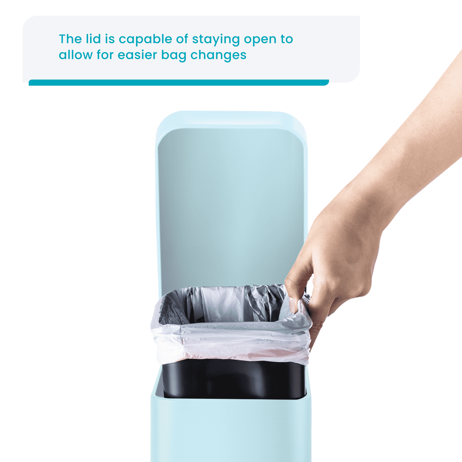 Home Zone Living 1.3 Gallon Slim Stainless Steel Trash Can with Step-On Pedal and Slow-Closing Lid, Powder Blue