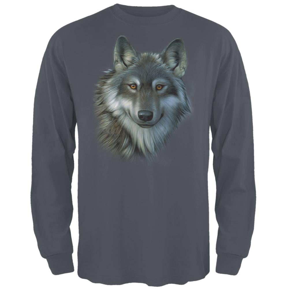Timber Wolf Face Mens Long Sleeve T Shirt - Walmart.com