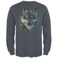 thumbnail image 1 of Timber Wolf Face Mens Long Sleeve T Shirt, 1 of 1