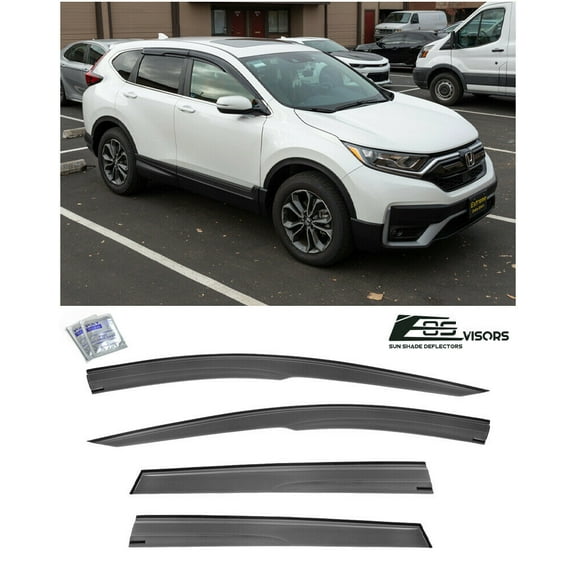 Extreme Online Store Replacement for 2017-2022 Honda CR-V | EOS Visors JDM Mugen Style Smoked Tinted Side Window Vent Visors Rain Guard Deflectors DWV-V126