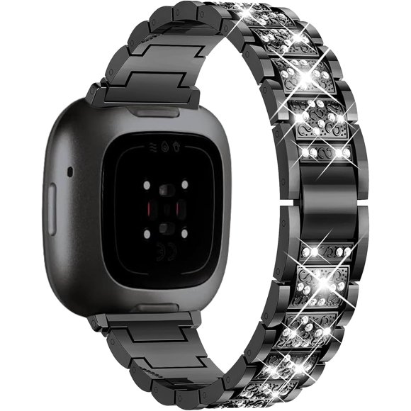 REQO Bling Metal Bands Compatible with Fitbit Versa 4 /Fitbit Versa 3 /Fitbit Sense 2 /Fitbit Sense Bands for Women,Adjustable Replacement Straps Including regulator