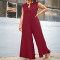thumbnail image 3 of Vedolay Petite Jumpsuits For Women Womens Casual Sleeveless Jumpsuits Spaghetti Strap Loose Romper Long Pants,Red M, 3 of 5