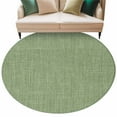 thumbnail image 2 of Grass Green 5ft Round Rug, Farmhouse Burlap Solid Green Color Modern Linen Texture Non-Skid Rubber Backing Large Area Rugs - Living Room Bedroom Home Office, Indoor Floor Mat Carpets Washable Rug, 2 of 9