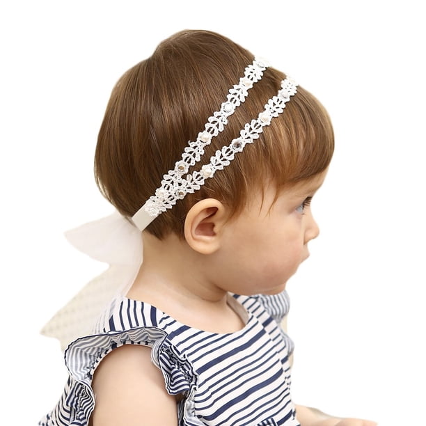 DANMY, diadema súper elástica para niña, banda para el pelo de encaje de algodón para niño, conjunto de accesorios para el cabello turbante suave para bebé