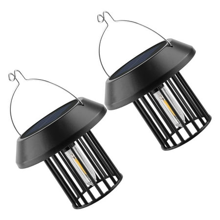 Worgeous 2 PCS Solar Powered Lantern Barn Lights for outside Outdoor Black