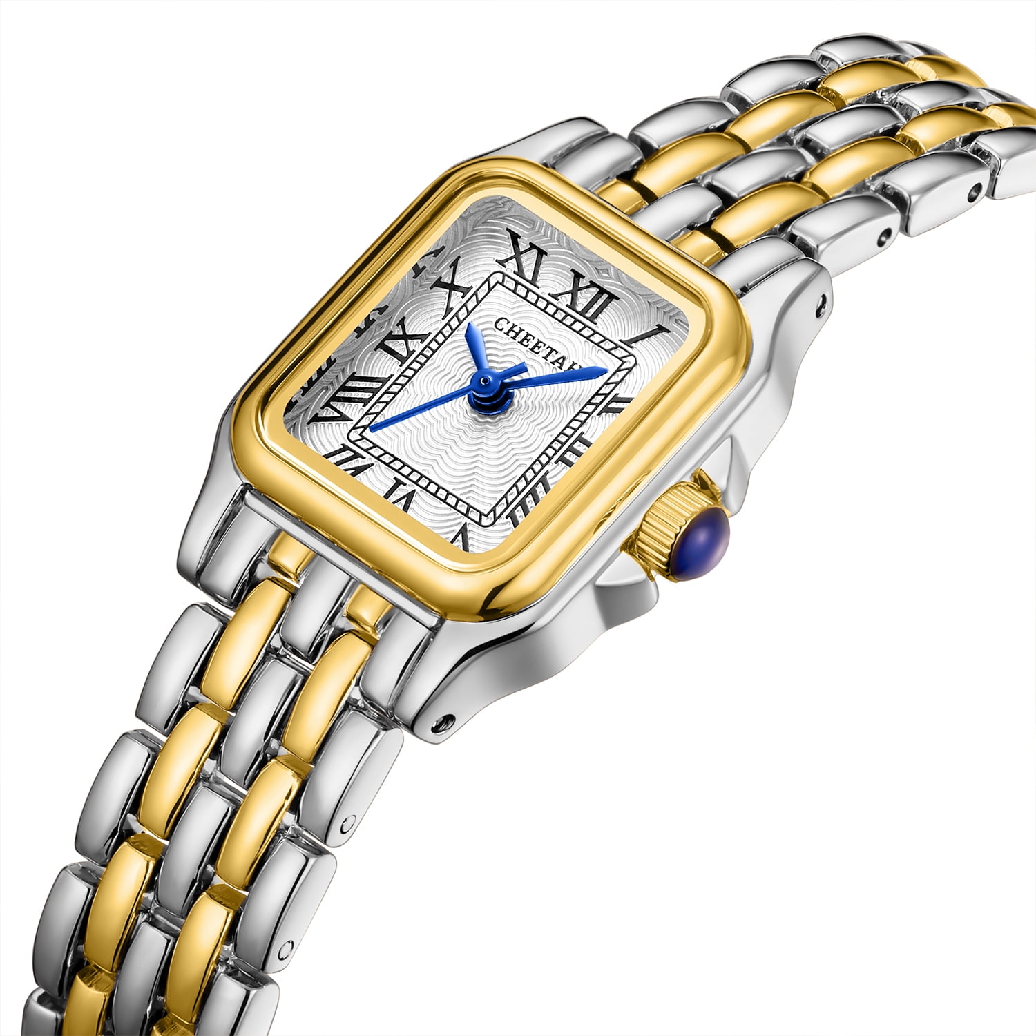 CHEETAH Watches for Women with Small Vintage Bracelet, Rectangular Case Roman Dial