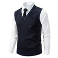 thumbnail image 4 of Vest Tops for Men Business Casual Sweater Vest Stretchy Argyle Knit V-Neck Comfy Slim Fit Top, 4 of 5