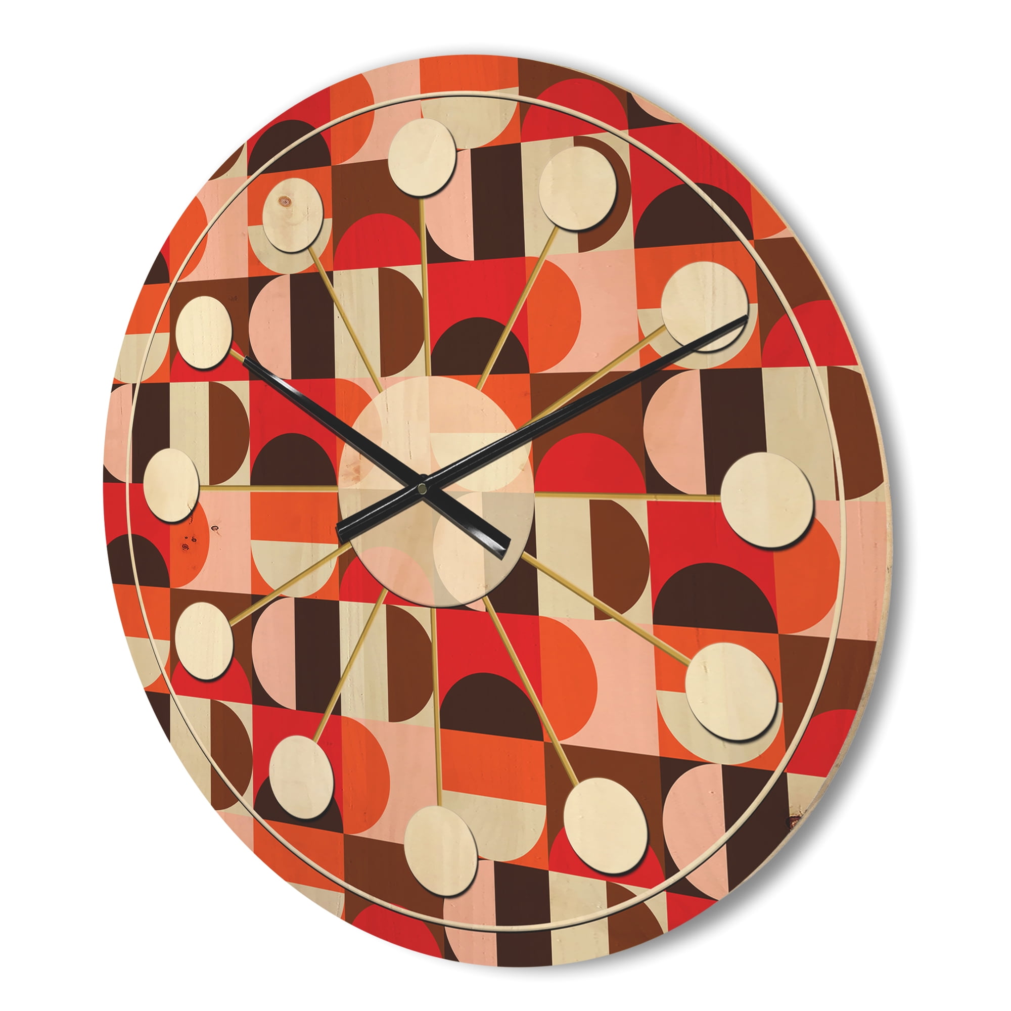 Designart 'Geometrical Retro Design XIII' Mid-Century Modern Wood Wall Clock