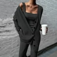 thumbnail image 3 of Women'S 3 Piece Knit Lounge Set Long Sleeve Cardigan Sleeveless Top Pants Sweatsuit Black 4XL, 3 of 4