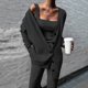 thumbnail image 3 of Conjunto de 3 Piezas de Punto para Mujer: Cárdigan de Larga, Camiseta Sin Mangas, Pantalón y Chándal. Negro M, 3 of 4