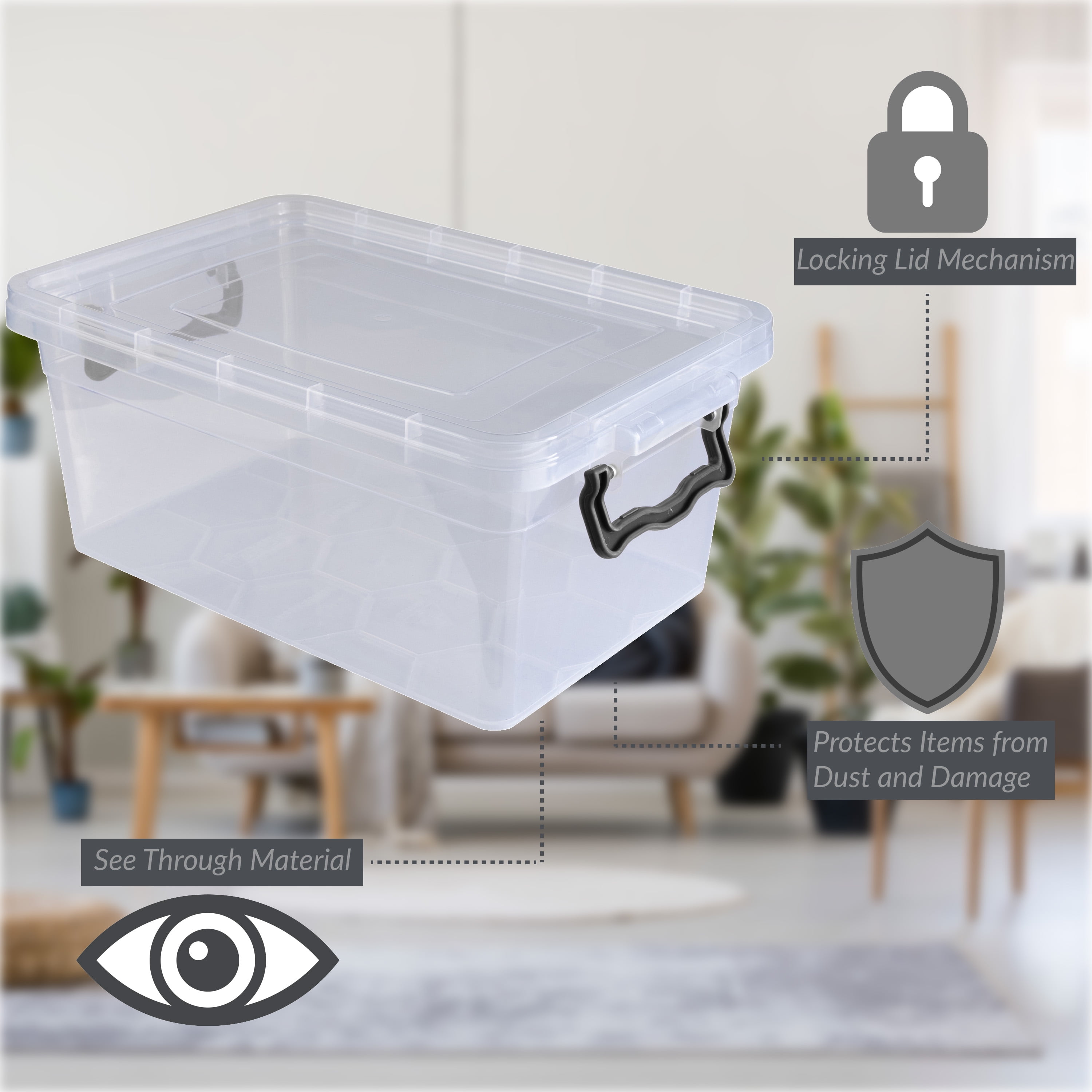 Simplify 1.75LT Plastic Stackable Storage Bin in Clear