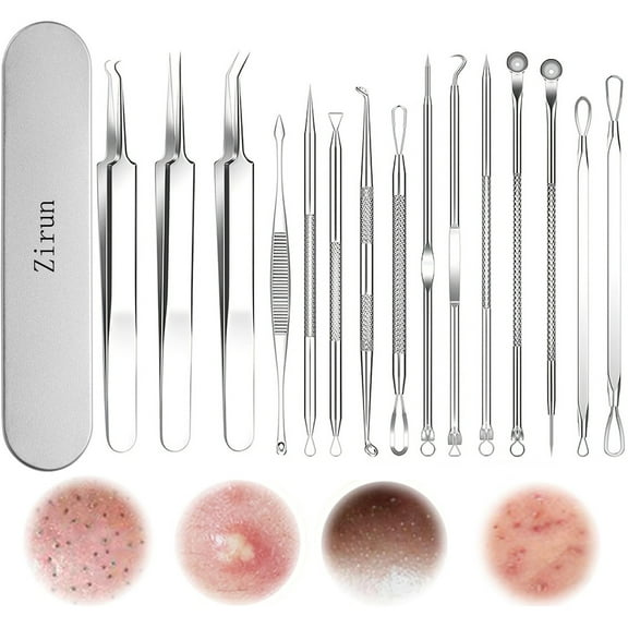 Pimple Popper Tool Kit, Skin Tag Removal Kit, 15 Pcs Blackhead Pore Extractor With Box For Quick And Easy Removal Of Pimples, Blackheads, Zit Removing, Forehead, Facial And Nose