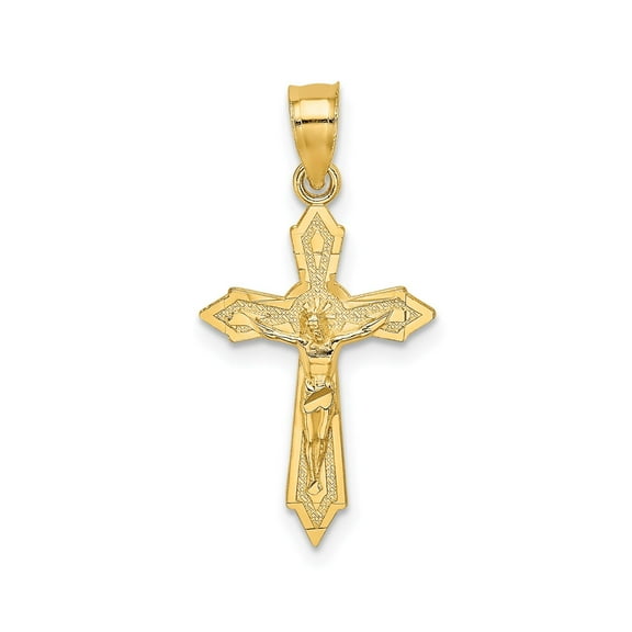 10K Yellow Gold Crucifix Pendant with Arrow-Pointed Ends, Polished 24.7 mm