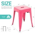 thumbnail image 4 of 18 Inch Industrial Metal Bar Stools Set of 2, Stackable Indoor/Outdoor Stackable Kitchen Dining Chair, Backless Kitchen Short Stools (Hot Pink), 4 of 12