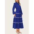 thumbnail image 4 of PRETTYGARDEN Womens Casual Dresses Loose Belted Long Lantern Sleeve Tiered Button Down Maxi Shirt Dress with Pockets, 4 of 6